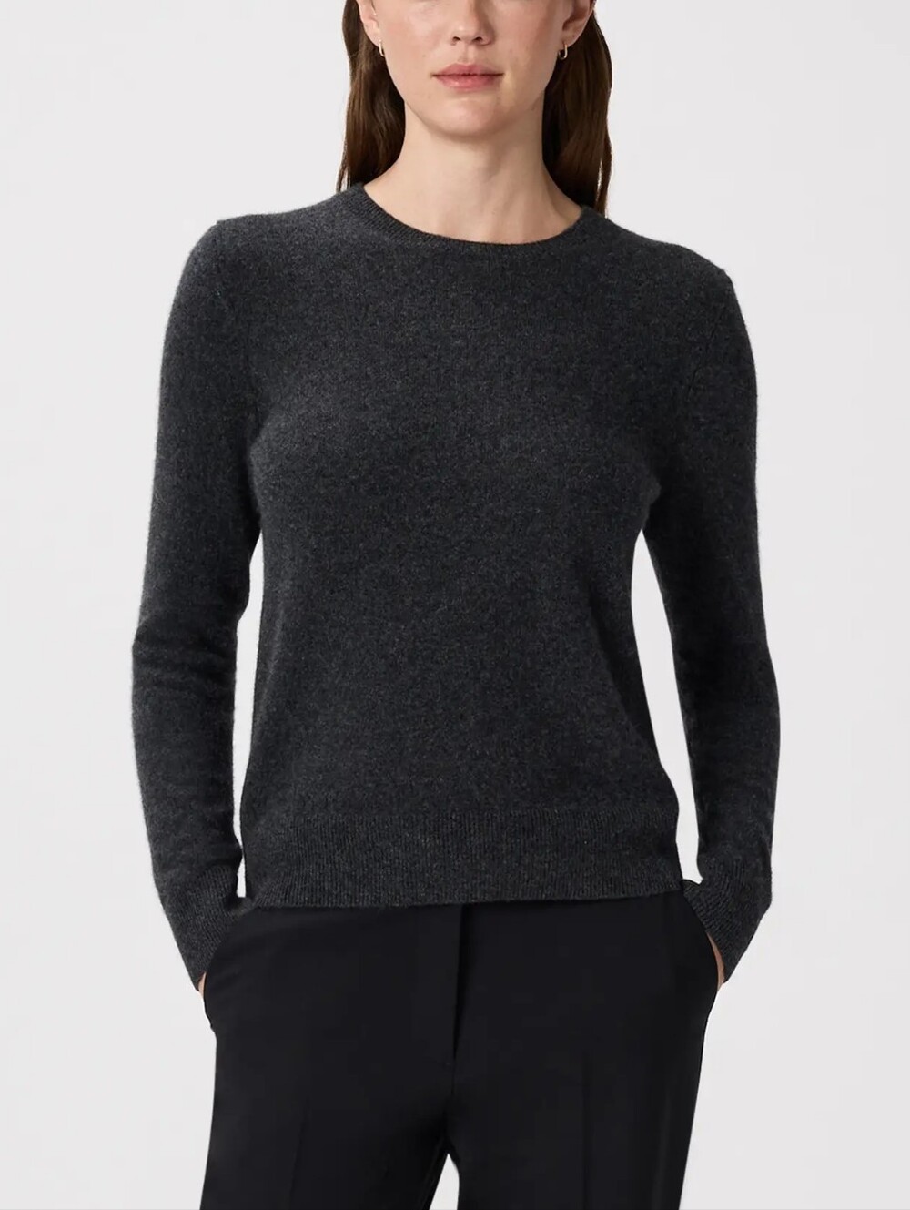 Quince Women's Crewneck Sweater - Charcoal-Mongolian Cashmere-Size:M